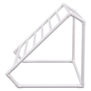 Soporte para Toallas de Piscina, 8 Barras, Blanco, Organizador de Almacenamiento Triangular Freestanding de PVC para Exterior, Incluye 8 Clips para Toallas, Bolsa de Malla, Gancho, También Almacen...