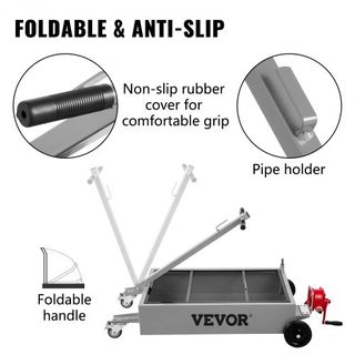 Tanque de Drenaje de Aceite de 15 Galones, 57L, Bandeja de Drenaje de Aceite de Perfil Bajo, Bandeja de Cambio de Aceite de Gran Capacidad, Mango Plegable, con Bomba, Manguera, Ruedas Giratorias p...