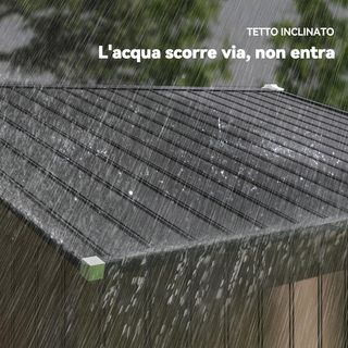 Caseta de Jardín 5M² de Acero Galvanizado con Kit de Fundación, Salidas de Aire, Cobertizo de Jardín con Techo Inclinado, Doble Puerta Corredera Bloqueable, Cobertizo para Herramientas, Marrón