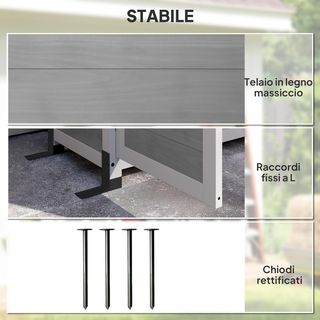 Cobertizo para Herramientas de Jardín 0.32M² en Madera de Abeto, Caseta de Herramientas de Jardín con Armario, Estantes Regulables, Base Elevada y Techo Abierto Impermeable, Gris Claro