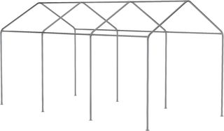 Toldo De Jardín Ajustable En Altura De Acero Y PE Para Coches Pequeños Y Medianos Con Estacas Y Cuerdas Incluidas, 600X295X265-310 Cm, Beige