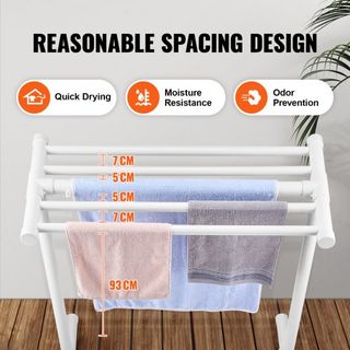 Soporte para Toallas, Soporte de Toallas de PVC para Exterior con 5 Barras, Soporte de Toallas de Piso para Piscina con Clips, Bolsa y Gancho, Organizador de Secado de Colchas para Interior y Exte...