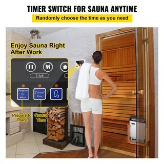 Controlador de Calentador de Sauna Externo para Calentadores de Sauna de 3KW-9KW Unidad de Control de Estufa de Sauna 104-221℉ Tiempo Temperatura