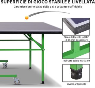 Mesa De Ping Pong Plegable Interior Con 8 Ruedas 152.5 × 274 × 76Cm