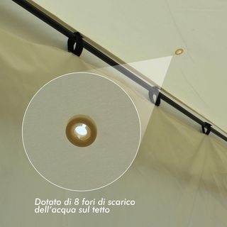 Gazebo de Jardín 3X4M de Acero con Doble Techo y 4 Cortinas Laterales Crema