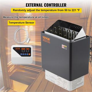 Calentador de Sauna Eléctrico Seco de 9KW con Controlador Externo de Acero Inoxidable para Sala de 9-13m3