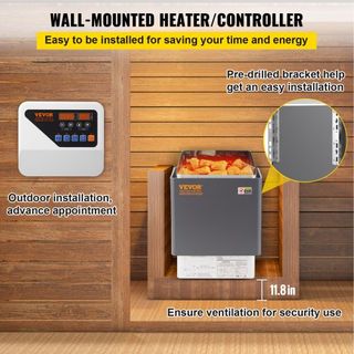 Calentador de Sauna Eléctrico Seco de 9KW con Controlador Externo de Acero Inoxidable para Sala de 9-13m3