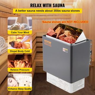 Calentador de Sauna Eléctrico Seco de 9KW con Controlador Externo de Acero Inoxidable para Sala de 9-13m3