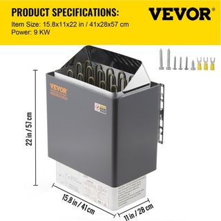 Calentador de Sauna Eléctrico Seco de 9KW con Controlador Externo de Acero Inoxidable para Sala de 9-13m3