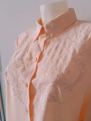 Camisa vintage manga larga bordada