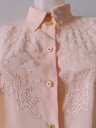 Camisa vintage manga larga bordada