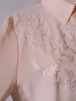 Camisa vintage manga larga bordada