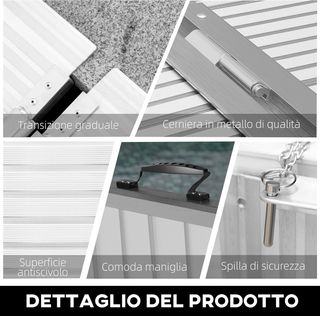Rampa para Silla de Ruedas y Scooter para Discapacitados Plegable, Aleación de Aluminio Antideslizante Capacidad 272 Kg, 305X73.5X5 Cm, Plata