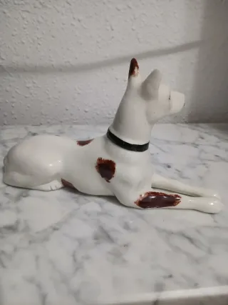 Figura Perro Cerámica Marrón y Azul