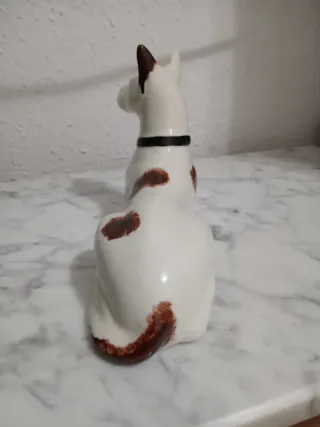 Figura Perro Cerámica Marrón y Azul