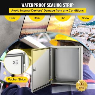 Caja de Acero NEMA, 50x40x15 cm Caja Eléctrica de Acero NEMA 4X, Impermeable y a Prueba de Polvo IP66, Caja de Conexiones Eléctricas para Uso Exterior/Interior, con Placa de Montaje