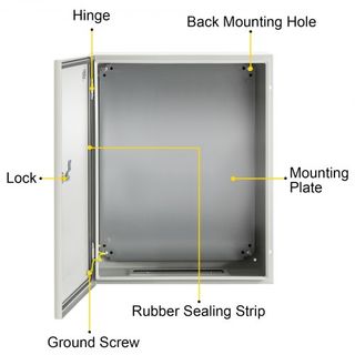 Caja de Acero NEMA, 50x40x15 cm Caja Eléctrica de Acero NEMA 4X, Impermeable y a Prueba de Polvo IP66, Caja de Conexiones Eléctricas para Uso Exterior/Interior, con Placa de Montaje