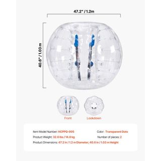 Confezione da 2 palloni gonfiabili giganti, palloni Zorb da 1,2 m per adolescenti e adulti, palloni a bolle umane in PVC da 0,8 mm per giochi di squadra all'aperto