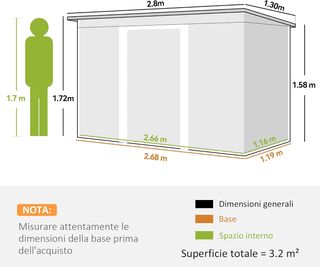 Caseta de Jardín 3.2M² de Acero Galvanizado con Kit de Fundación, Salidas de Aire, Cobertizo para Herramientas con Techo Inclinado, Doble Puerta Corredera Bloqueable, Verde Claro