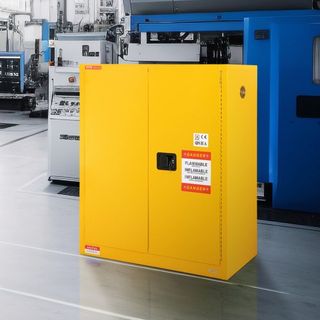 Armario de Seguridad Inflamable, 128.7 L, Armario de Almacenamiento de Líquidos Inflamables de Acero Laminado en Frío, 1095 x 460 x 1273 mm a Prueba de Explosiones con 1 Estante Ajustable y 2 Puer...