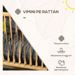 Conjunto de Muebles de Jardín de Rattan de 4 Piezas, Salón de Jardín Exterior con Sofá de 2 Plazas, 2 Sillas con Cojines y Mesa con Tapa de Vidrio, Conjunto de Jardín anti UV para Patio, Gris