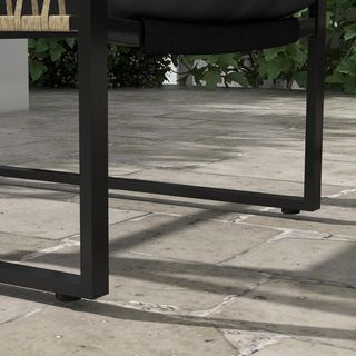 Conjunto de Muebles de Jardín de Rattan de 4 Piezas, Salón de Jardín Exterior con Sofá de 2 Plazas, 2 Sillas con Cojines y Mesa con Tapa de Vidrio, Conjunto de Jardín anti UV para Patio, Gris