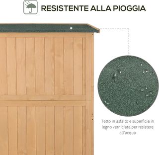 Caseta de Jardín de Madera de Abeto con Puerta Doble, Cobertizo de Herramientas con Estantes y Ventanas, 127.5x50x164cm