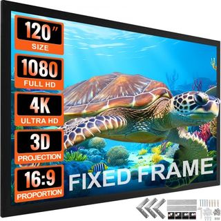 Pantalla de Proyección de 120 Pulgadas 16:9 Pantalla de Películas 4K HDTV Marco Fijo Pantalla de Proyector 3D para Cine en Casa y Uso al Aire Libre (120 pulgadas)