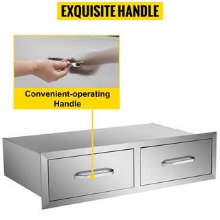 Cajones de Cocina Exterior 30" W x 10" H x 20" D, Cajones de Acceso Doble Horizontal para BBQ de Acero Inoxidable con Mango, Cajones para Isla de BBQ para Cocinas Exteriores o Estación de Parrilla...