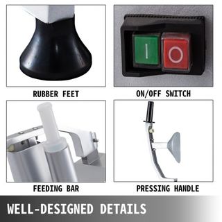 JKC-300 Cortadora Eléctrica de Verduras con 6 Discos de Corte, procesador de alimentos 550W procesador de verduras Acero Inoxidable + Aleación de Aluminio Fundido