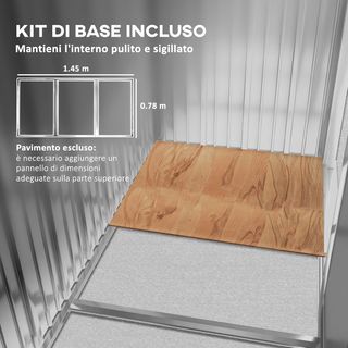 Casita De Jardín Con Base De Acero Y 2 Estantes Regulables, Cobertizo De Jardín Para Herramientas Con Techo Y Puerta Bloqueable, 161X95X163/181Cm, Gris