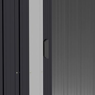 Cobertizo de Jardín 2.6M² en Acero Galvanizado, Caseta para Herramientas de Jardín con 4 Salidas de Aire y Doble Puerta Corredera, 195.5X153X188Cm, Negro