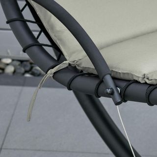 Silla Colgante de Jardín con Techo Orientable a Prueba de UV, Silla Mecedora Colgante Acolchada para Exterior, Gris 190X115X190 Cm