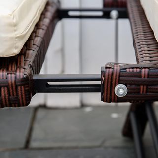 Sofá de 2 Plazas con Brazos Extensibles de Jardín Rattan 129X63X67Cm Blanco, Marrón