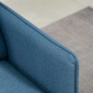 Sofá de 2 Plazas en Tela Efecto Lino con Brazos y Cojines Acolchados, Sofá Moderno de 2 Plazas con Patas de Acero, para Oficina, Sala de Estar, Salón y Dormitorio, 139X68X80 Cm, Azul