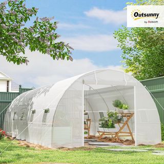 Invernadero de Jardín en Forma de Túnel 8X3X2 M con Puertas Enrollables y 12 Ventanas, Invernadero para Huerto con 4 Refuerzos Diagonales, Estructura de Acero y Cubierta de PE, para Huerto de Verd...