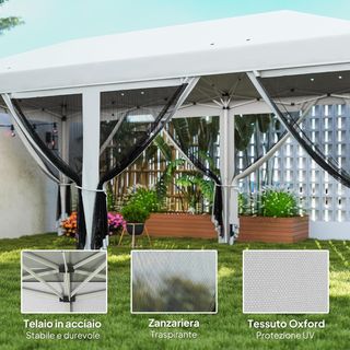 Toldo Plegable 6X3 Pop up Con 6 Mosquiteras Extraíbles, Altura Regulable Y Bolsa De Transporte, Toldo De Exterior De Acero Y Tela Oxford, Para Jardín, Fiestas, Camping, Crema