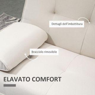 Sofá Cama de 3 Plazas Convertible Reclinable con 2 Brazos Desmontables, Sofá Plegable 3 en 1 Acolchado 181X77X78 Cm en Tela y Madera con Mesa de Café para Sala de Estar, Gris Oscuro