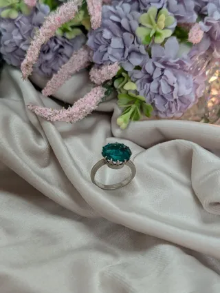 Anillo Plata Piedra Verde