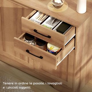 Credenza Cocina, Mueble de Cocina Con 2 Cajones, 2 Armarios, Credenza Buffet Con Puertas de Cierre Soft-Close, Estantes Ajustables, para Sala de Estar Comedor, 120X38X79 Cm, Roble