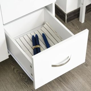 Credenza Alta Moderna Con Cajones Y Armarios, Mueble De Cocina Para Microondas Con Estantes Abiertos, 100X39.5X183.5Cm, Blanco