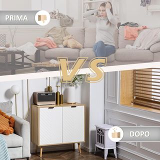 Mueble Multiusos Moderno en Aglomerado y Madera de Pino con Estante Interno Regulable en 3 Niveles, Mueble para Entrada, Sala de Estar, Cocina y Baño, 77X35X77.5 Cm