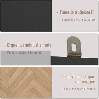 Armario de 2 Puertas con Patas de Madera, 4 Compartimentos, 2 Cajones y Percheros para Dormitorio en Madera de Aglomerado, Gris Oscuro, 90X50X190Cm