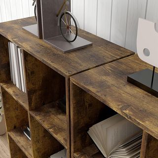 Estantería de Cubos Con 6 Estantes de Almacenamiento de Diseño Rústico, Estantería Moderna de Madera, para Habitación, Estudio, Oficina, 61.5X29.5X91.5 Cm, Marrón