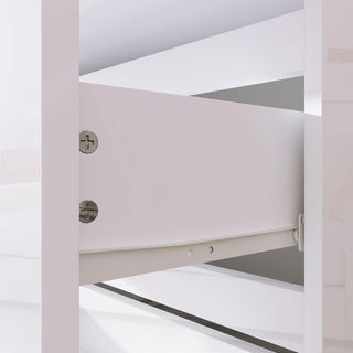 Cómoda Moderna 4 Cajones Antivuelco, Cómoda de Madera de Aglomerado, 55X33X80 Cm, Blanco Brillante