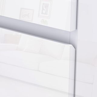 Cómoda Moderna 4 Cajones Antivuelco, Cómoda de Madera de Aglomerado, 55X33X80 Cm, Blanco Brillante