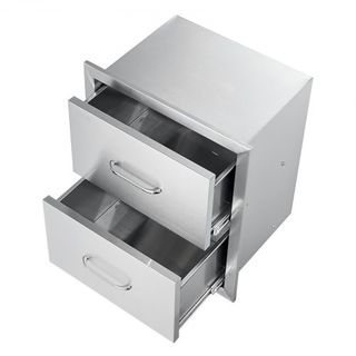 Cajones de Cocina Exterior 18W x 20.6H x 12.7D Pulgadas, Cajones Doble BBQ de Montaje Flush de Acero Inoxidable con Mango, Cajones para Isla BBQ para Cocinas Exteriores o Estación de Parrilla en Patio