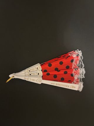Abanico Flamenco Rojo Lunares Negros