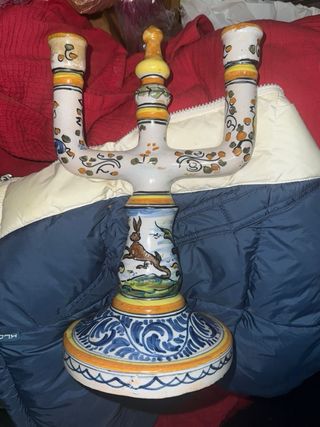 Lote de 2 Candelabros grandes de Talavera Cerámica