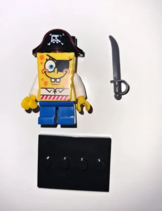 Minifigura tipo lego Bob Esponja Pirata muñeco